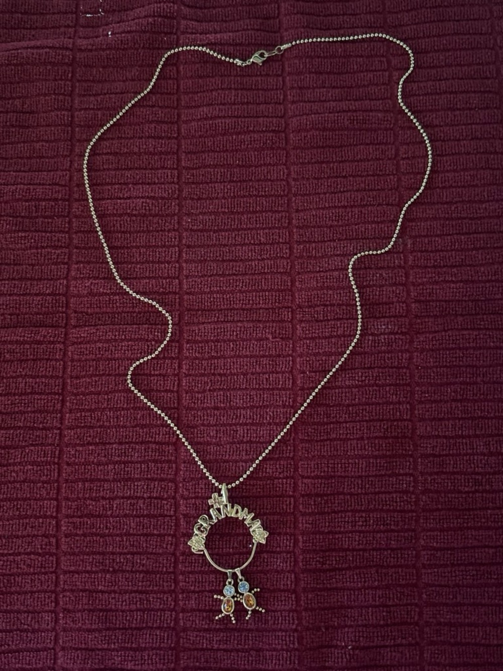 Grandma Pendant Necklace with Multi-Color Charms